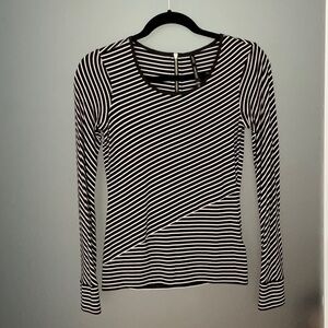 Karen Millen Black & White Striped Fitted Top with Back Zipper